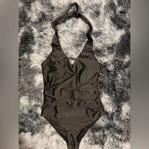 Black One-Piece Halter Swimsuit